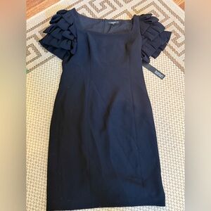 Badgley Mischka black Ruffled Sleeve cocktail Dress- NWT
